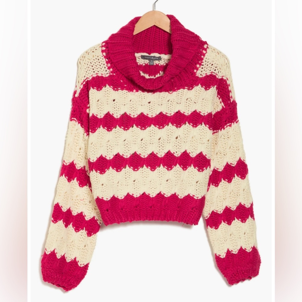 Colorblock Crop Turtleneck Sweater-NWT